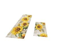 Fieuaah Decorative Kitchen Rug Set 2 Piece Polyester Mat, Sunflowers C | Pair for Sink Front Counter Area Entryway Household Floors Layout
