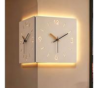 FIEUOGA Modern Corner Wall Clock with L ED Lights,Silent-Square Digital Wall Clock,Dual - Face Clock for Corner Mounting,Home Wall Decoration Clock,Decorated on The Living Room, Bedroom(26cm/10in)