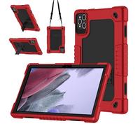 FIEWESEY for MEIZE D115 Tablet Case,for KADYBE D115 10.1 inch case Shoulder Strap Kickstand Kids Cover for ANTEMPER D106/Qukenk/DOMATON D105/Relndoo YOBANSE T618/kimlok 10.1" Tablet (Red/Black)
