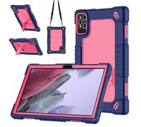 FIEWESEY for MEIZE D115 Tablet Case,for KADYBE D115 10.1 inch case Shoulder Strap Kickstand Kids Cover for ANTEMPER D106/Qukenk/DOMATON D105/Relndoo YOBANSE T618/kimlok 10.1" Tablet (Navy/Pink)