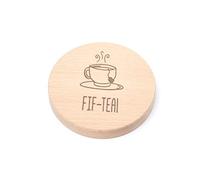 "Fif-tea!" Engraved Wooden Coaster - Funny 50th Birthday Gift For Tea Lovers