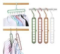 FIFATA Space Saving Cascading Clothes Hangers, 4 Pack, Polypropylene, Heavy Duty, White, Pink, Light Gray, Green