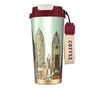 fifbird 316 Stainless Steel Coffee Mug with Lanyard, Insulated Tumbler Double Wall Leak-Proof Coffee Travel Mug Austin Texas Portable Coffee Cup for Hot/Ice Coffee,Tea and Beer Red