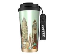 fifbird 316 Stainless Steel Coffee Mug with Lanyard, Insulated Tumbler Double Wall Leak-Proof Coffee Travel Mug Austin Texas Portable Coffee Cup for Hot/Ice Coffee,Tea and Beer Black