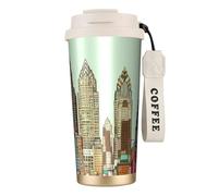 fifbird 316 Stainless Steel Coffee Mug with Lanyard Vacuum Insulated Tumbler Leak-Proof Austin Texas Portable Coffee Cup for Keep Hot/Ice Coffee,Tea and Beer White
