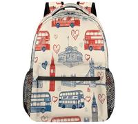 fifbird British London Bus Big Ben Backpack Schoolbag Bookbag Bags Daypack