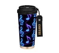 fifbird Coffee Travel Tumbler with Lids Bright Color Music Signs Insulated Coffe Cup Stainless Steel for Hot Cold Drinks