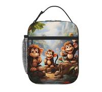 fifbird Cute Monkey Animals Cooler Tote Bag with Front Pocket for Office Work Picnic Hiking Lunch Case Bags