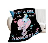 fifbird Flannel Fleece Blanket Axolotls for Girls Cute Axolotls for Woman Just A Girl Who Loves Axolotls Soft Cozy Fuzzy Axolotls Decor Gifts for Kids Adults Couch So Blankets