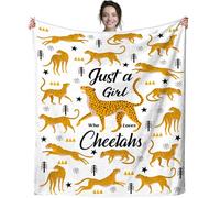 fifbird Flannel Fleece Blanket Cheetah Plush Gifts Just A Girl Who Loves Cheetah Ultra Soft Cozy Bedding for Kids Girls Adults Women Gifts Throw Blankets
