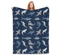 fifbird Flannel Fleece Blanket Cute Shark Gifts for Adult for Bed Living Room Bedding Couch Soft Warm Lightweight Cozy Toothy Swimming Angry Sharks Christmas Decor s Blankets