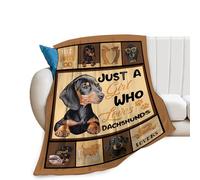 fifbird Flannel Fleece Blanket Dog Dachshund for Girls Cute Dachshund for Woman Just A Girl Who Loves Dachshund Fuzzy Dachshund Decor Gifts for Kids Man Adults Couch Blankets