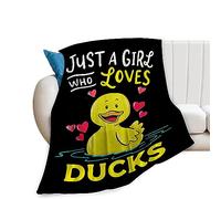 fifbird Flannel Fleece Blanket Duck Super Cozy Soft Duck Animal Stuff Decor Warm Plush Just a Girl Who Loves Ducks Lightweight Gifts for Women Kids Adults Throw Blank Blankets