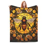 fifbird Flannel Fleece Blanket Flower Bee Gift Adults and Kids Lightweight Plush Comfy Super Soft Perfect Home Decor ofa Couch Living Room Bed Camping Travel Size Thr Blankets