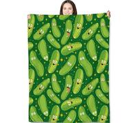 fifbird Flannel Fleece Blanket Funny Pickle for Adults Kids Cute Green Cucumber Theme for Bedroom Couch Travel Home Decor Fuzzy Soft Cozy Warm Gifts Throw Blankets