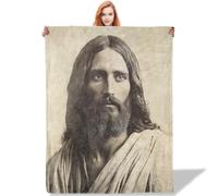 fifbird Flannel Fleece Blanket Jesus Portrait ch Inspirational piritual Home Decor Soft Polyester Gift for Faithful Followers Throw Blankets