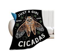 fifbird Flannel Fleece Blanket Just A Girl Who Loves Cicadas Super Soft Warm Cicadas Cozy Fuzzy Plush Stuff Gift for Boys Girls Kids Teens Adults Throw Blankets