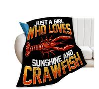 fifbird Flannel Fleece Blanket Just A Girl Who Loves Crawfish Super Soft Warm Sunshine and Crawfish Cozy Fuzzy Plush Funny Stuff Gift for Boys Girls Kids Teens Adults Blankets