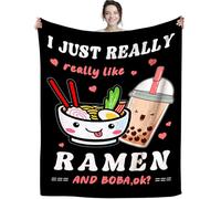 fifbird Flannel Fleece Blanket Ramen I Just Really Like Ramen and Boobaa Soft Lightweight Anime Ramen Noodle and Christmas Best Gifts for Men Noodle Food Lover Adults Blankets