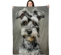 fifbird Flannel Fleece Blanket Schnauzer Dog - Soft Cozy Realistic Schnauzer Portrait on Gray Background Perfect for Dog Lovers and Home Decor Throw Blankets
