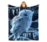 fifbird Flannel Fleece Blanket Snowy Owl × in - 3 GSM Cozy Lightweight Thick Owl - Christmas Birthday Gifts and Kids Bedroom Living Room Couch Sofa Decor Throw Blanke Blankets