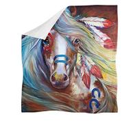 fifbird Flannel Fleece Blanket Tribal Horse for Couch Bed Sofa Bedroom Living Room Sleeping and Napping Indian Style Brown Throw Blankets