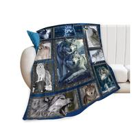 fifbird Flannel Fleece Blanket Wolf Super Soft Warm Howling Wolf Cozy Fuzzy Plush Wild Animal Stuffed Gift for Boys Girls Kids Teens Adults Throw Blankets