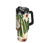 fifbird Hawaiian Brown Coconut Vacuum Reusable Insulated Tumbler with Straw Lid Decorative Insulated Coffee Mug with Lid for School, Sports, Daycare, Camp & More Vaso para Cafe termico 40oz