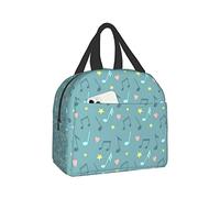 fifbird Lunch Bag Cyan Music Notes Insulated Reusable Back to School Box for Teens Holder Tote Bags