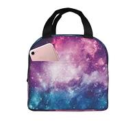 fifbird Lunch Bag galactInsulation Portable Reusable Cooler Vast Starry Sky Theme with Zipper and Front Pocket Ladies Men Kids Picnic Holder Tote Bags