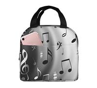 fifbird Lunch Bag Music Notes Print Print Insulated Leakproof, Reusable Cooler Box Work,School Holder Tote Bags