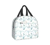 fifbird Lunch Bag White Music Notes Print Insulated Reusable Travel Picnic Shopping for Women Men Holder Tote Bags