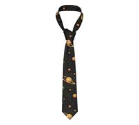 fifbird Men's Necktie Retro Astronomical Pattern Print Silk Classic Gentleman Gift Wedding Party Black Black Tie
