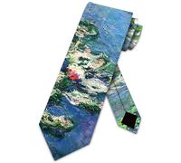 fifbird Men's Necktie Water Lily Art Monet Water Lilies Tie Blue Tie
