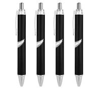 fifbird New Zealand Maori Fern Blue Ballpoint Pens Fine Point Retractable Ballpoint Pen Flexible Round Barrel Work Pen 0.55mm Black Ink 4PCS