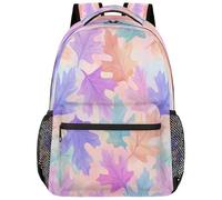 fifbird Pastel Oak Leaves Pattern Backpack Schoolbag Bookbag Bags Daypack