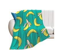 fifbird Reversible Throw Blanket Flannel Fleece All Season Breathable Sofa and Pet Blankets, Bananas On Green 60"x50"