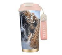 fifbird Saint Bernard Dog,316 Stainless Steel Coffee Mug with Lanyard,Insulated Tumbler Double Wall Travel Car Cup 500 ml