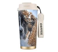 fifbird Saint Bernard Dog,316 Stainless Steel Coffee Mug with Lanyard,Insulated Tumbler Double Wall Travel Car Cup 500 ml