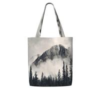 fifbird Unisex Canadian Mountain Cliff Reusable Foldable Casual Stylish Grocery Shopping Shoulder Bags Tote Bag For Beach Travel Work School