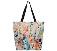 fifbird Unisex Colored Ink Spots Reusable Foldable Casual Stylish Grocery Shopping Shoulder Bags Tote Bag For Beach Travel Work School