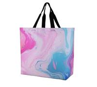 fifbird Unisex Colorful Marble Pastel Blue Purple Reusable Foldable Casual Stylish Grocery Shopping Shoulder Bags Tote Bag For Beach Travel Work School