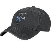 fifbird Unisex Cowboy Baseball Cap Nobody Fights Alone Prostate Cancer Awareness Ribbon Adjustable Trucker Cap Baseball Cap Black