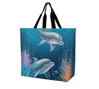 fifbird Unisex Elephant Is Sitting in The Water Reusable Foldable Casual Stylish Grocery Shopping Shoulder Bags Tote Bag For Beach Travel Work School