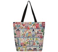 fifbird Unisex Urban Graffiti Reusable Foldable Casual Stylish Grocery Shopping Shoulder Bags Tote Bag For Beach Travel Work School
