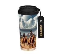 fifbird Western Cowboy Crossing The Desert Coffee Mug,2-in-1 Spill Proof Lid Travel Coffee Cup,Premium Stainless Steel Leak-Proof Tumblers Mug,Water Bottles for Travel,School,Office