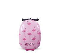 Flyte Scooter Suitcase Folding Kids Luggage - Fifi The Flamingo, Hardshell, Ride On with Wheels, 2-in-1, 18 Inch, 25 Litre Capacity