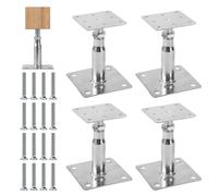 FIFIBANG Pack of 4 Post Brackets Height Adjustable, 90 - 140 mm Post Shoe Support Foot, Galvanised Joist Hanger Floor Foot, Adjustable Post Shoes Post Anchor for Fences, Shelters, Carports, Pergolas