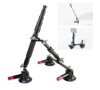 FIFIELD Triple Suction Cup Car Mount Kit with 2in1 Selfie Stick, 360° Adjustable Extension Pole for Windshield Dashboard Hood, Compatible with GoPro Insta360 DJI Action Cameras for Car