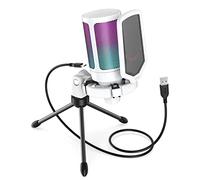 FIFINE A6VW White USB RGB Microphone | PC RGB Mic with Condenser Cardioid Capsule, Shock Mount, for Gaming, Streaming, Home Use, Online Meeting, Mac OS, Windows.